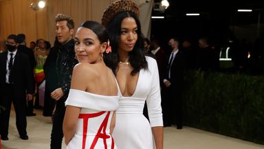 Metropolitan Museum of Art Costume Institute Gala - Met Gala - In America: A Lexicon of Fashion - Arrivals - New York City, U.S. - September 13, 2021. Rep. Alexandria Ocasio-Cortez (D-NY) wears a 